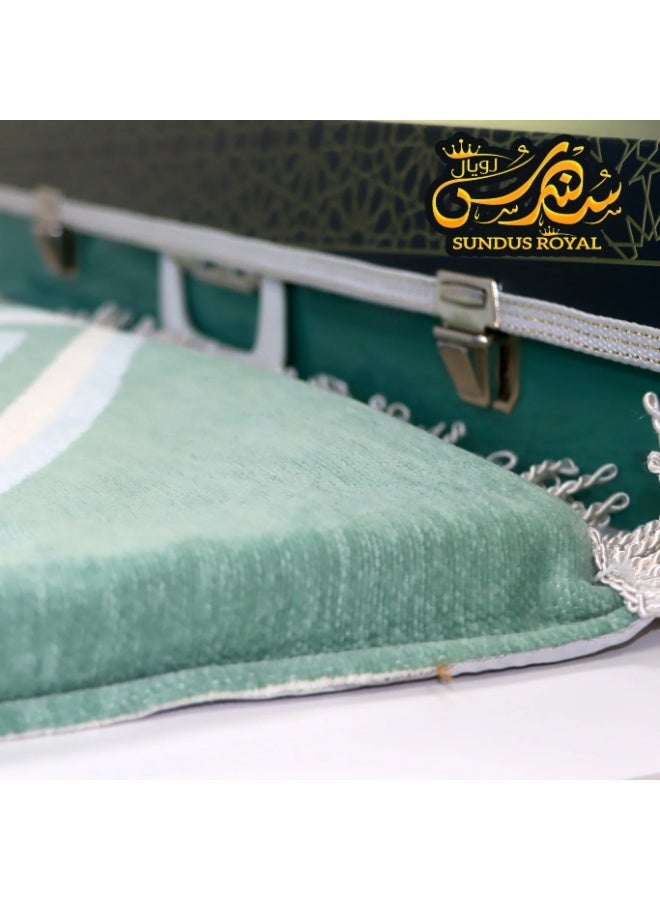 سندس سجادة صلاة تركية فاخرة من سندس رويال مع 3 طبقات من إسفنج الذاكرة - سجادة صلاة إسلامية فاخرة لدعم الركبة والمفاصل، ناعمة للغاية ومستقرة، مثالية للاستخدام المنزلي والمسجد (120 × 70 سم) - Image 3